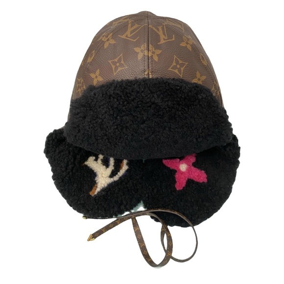 LOUIS VUITTON CHAPKALASKA SHEARING TRIMMED TRAPPER HAT NWOT - Picture 10 of 12